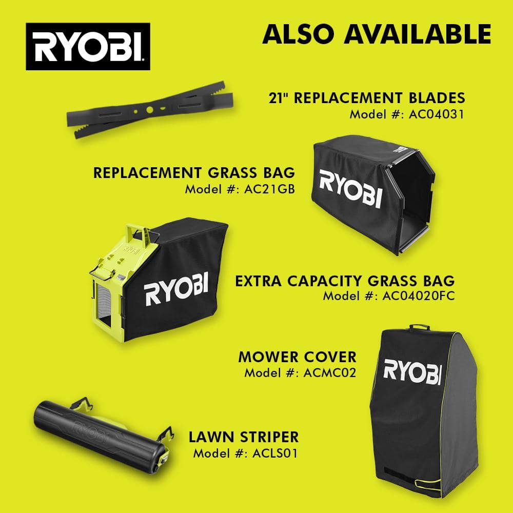 Ryobi 40V HP Brushless 21-in Self-Propelled AWD Lawn Mower �� Whisper Series �� Includes (2) 6.0Ah Batteries and Charger