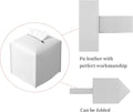 2 Pack Off-White Tissue Box Cover, Pu Leather Square Tissue Box Holder with Bottom Belt Modern Stylish Tissue Box Organizer for Home, Car, Hotel, Office 5"X5"X5" (Off-White-2Pack)