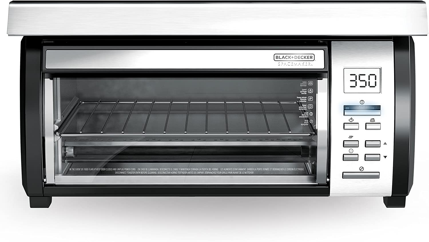 BLACK DECKER SpaceMaker Under Counter Toaster Oven, Digital Controls, Black/Stainless Steel, Fits 9′′ Pizza or 4 Slices